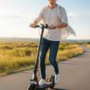 MEGAWHEELS Electric Scooter,Electric Scooter Adults with Suspension,10in Pneumatic Tires,350W Motor,19 Miles Long Range,15.5 Mph,E Scooter with Smart APP Control for Commuting, Outdoor, Short Travel