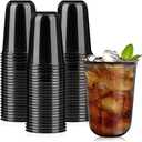 Jycnolm 50 Pcs Black Plastic Cups, 16 Oz Disposable Stemless Wine Glasses Cocktail Black Party Cups for Meeting Birthday Party Holiday Gatherings