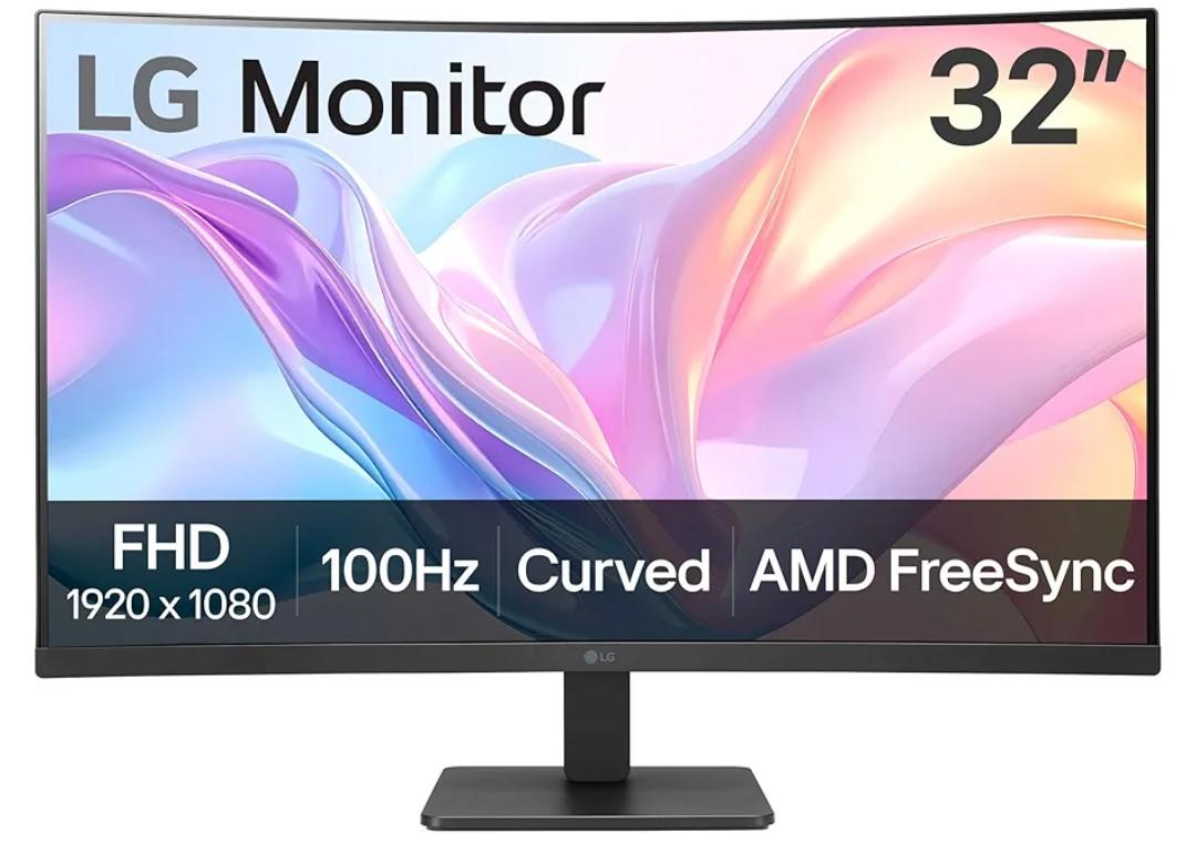 LG 32MR50C-B Curved Monitor 32-Inch FHD 100Hz AMD FreeSync OnScreen Control Dynamic Action Sync Black Stabilizer Tilt Stand (HDMI) - Black