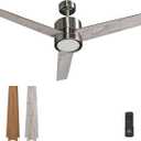 Ceiling Fan 52'' with Light: Modern Remote Control Fans Downrod Mounted - Quiet Reversible DC Motor - Light Memory Function for Patio Dining Room Outdoor Indoor, Brushed Nickel+Gray-3