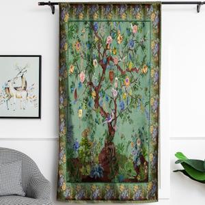 HMS Happy Memories Rod Pocket Door Curtains Thermal Insulated Room Darkening Curtains Blackout Floral Style Drapes Window Curtain 1 Panel for Living Room Bedroom Kitchen(Green Tree of Live 52" x 84")