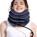 Neck Stretcher Cervical Traction Device, Adjustable Inflatable Neck Brace with Breathable Washable Fabric, Home Use Neck Relief Tool for Effective Neck Decompression(Blue)