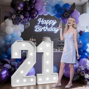 3FT Marquee Numbers 21 with Lights, Large Light Up Numbers Sign for 21st Birthday Party Decorations, Anniversary Celebration Backdrop Decor for Women and Men