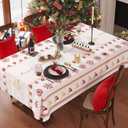 Christmas Rectangle Table Cloth,100% Waterproof Tablecloth,Christmas Decorations for Home, Vinyl Tablecloth Plastic Table Cover for PartyPicnic,Dining,Outdoor 54" x 84",Merry Ribbon