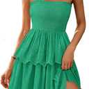 BTFBM Summer Dresses for Women 2025 Tube Strapless Mini Hollow Out Lace Wedding Guest Dress (Green, XL)
