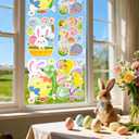 9 Pcs Easter Window Clings -Bunny Egg Flower Happy Easter Stickers, Reusable Window Decals for Easter Decorations, Home Office Classroom Glass Decor