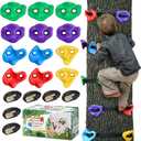 TOPNEW 12 Ninja Tree Climbing Holds for Kids Climber, Adult Climbing Rocks with 6 Ratchet Straps for Outdoor Ninja Warrior Obstacle Course Training
