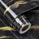 FunStick 36"x200" Large Black Gold Marble Contact Paper for Countertops Contact Paper Peel and Stick Countertops Waterproof Modern Marble Wallpaper Removable Counter Top Vinyl for Kitchen Backsplash