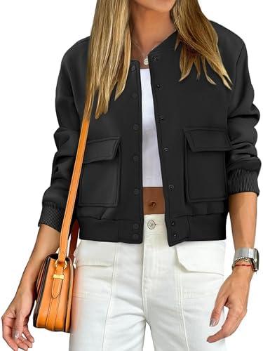 ANRABESS Women Cropped Bomber Jacket 2025 Fashion Casual Trendy Varsity Y2k Jackets Size M