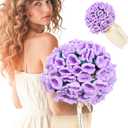 LOKOZ Crochet Flowers Bouquet Blanket - Birthday Gifts for Women Mom Sister Wife, Purple Flower Blanket Bouquet Romantic for Birthday Wedding Home Decor 31 Inches