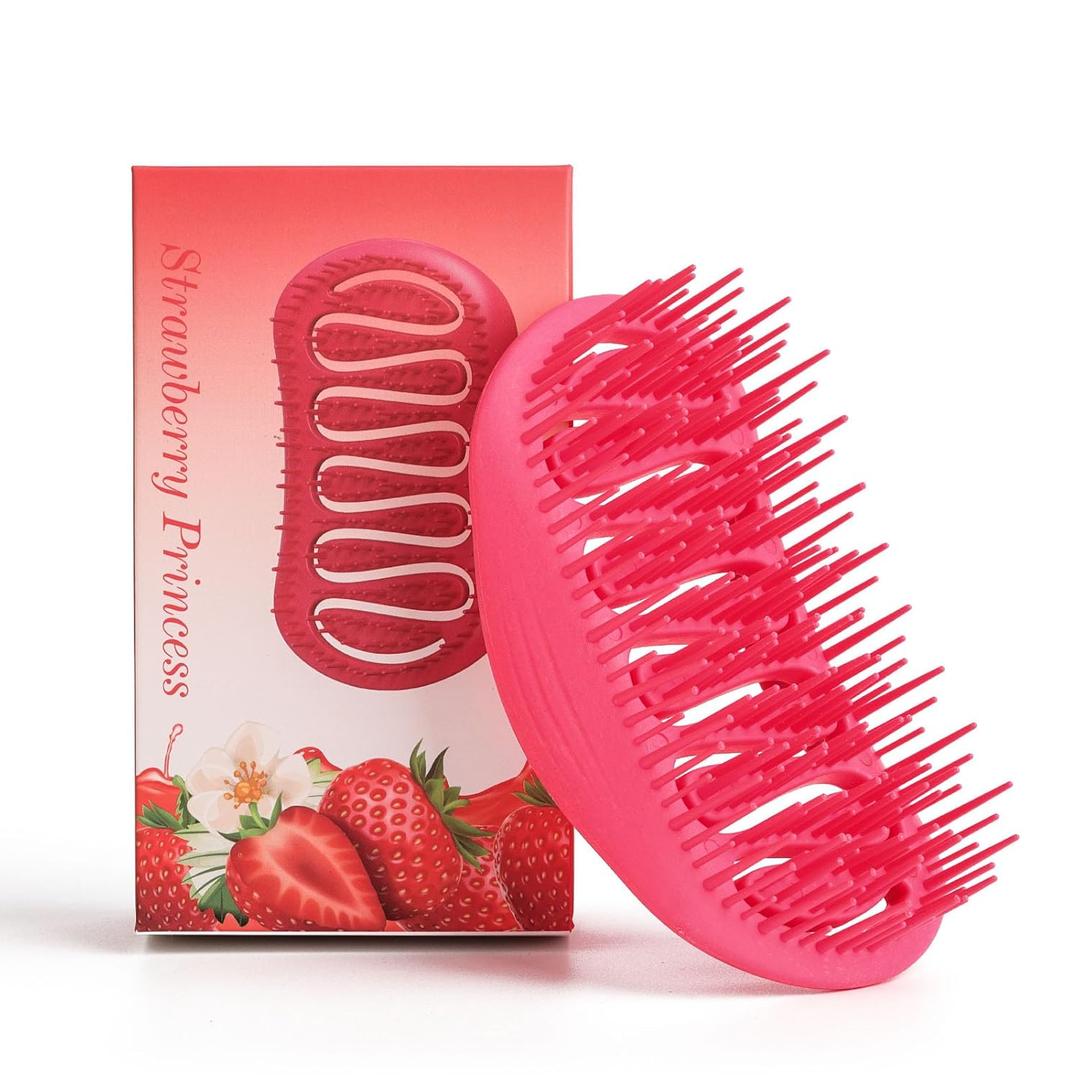 4 x Scalp Massager and Shampoo Shower Brush, Detangling Hair Brush, Scalp Care Hair Brush Wet & Dry detangler for Men and Womenfor Straight/Curly/Thick/Long/Wavy/Damaged Hair, Rose Red