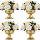 Gold Vases for Table Centerpieces, Rozrety Mini Metal Gold Flower Vase Small Floral Bowl Decorative Center Piece for Wedding Birthday Party Anniversary Decorations (4pcs)