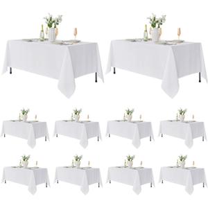 Fitable 10 Pack Rectangle Tablecloths: Stain Resistant Wrinkle Free Fabric Table Clothes, Washable Reusable Polyester Table Covers for Wedding Party Birthday Banquet Reception(White, 70x120 Inch)