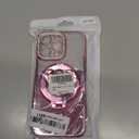 SMARTFOX Magnetic Kickstand Case for iPhone 15 Pro Max with Glitter Lens Protector, Compatible with Magsafe, Luxury Bling Diamond Cover Glitter Phone Case Women (Pink, for iPhone 15 Pro Max 6.7")