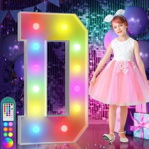 imprsv 4FT Colorful Marquee Letters D, 18 Colors Large Light up Letters Alphabet Sign with Remote, Large Marry Me Sign, Birthday Party Decorations Anniversary Wedding Decoration