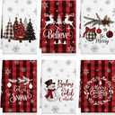 Holiday Kitchen Towels 16 x 24 Inch Seasonal Decorative Hand Towels Dish Decor for Kitchen Bath(6 Pcs,Christmas)