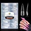 XXL Stiletto Nail Tips 120 Pcs Full Cover Pre-buff Stiletto Gel Press On Nails Flat Tips for Acrylic Nails for Home DIY Nail Extensions 12 Sizes