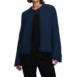 Cakulo Womens Cropped Cardigan Sweaters Bell Sleeve Trendy Fall Chunky Knit Cardigans 2025 Open Front Sweater Coats Navy Blue, XL