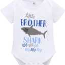 Sibling Shark Shirts for Baby Toddler Boys and Girls T-Shirt Matching Big Sister Little Brother T (White, 0-3M)