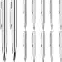 Chinco 16 Pcs Small Ballpoint Pen Mini Pens Bulk Metal Stainless Steel Point Pens Pack with Copper Fittings for Pockets Notebook Notepads Office School(Silver)