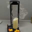 22'' 19'' Large Lanterns Decorative Outdoor Indoor, Set of 2 Black Metal Candle Lanterns Halloween Lanterns Modern Farmhouse Floor Lanterns Decorative for Home Decor, Mantle, Patio, Porch, Garden