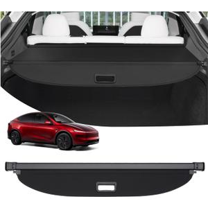 Powerty Cargo Cover for Tesla Model Y Juniper 2025 2026(Just for 5-Seaters), Trunk Cover Retractable Trunk Shielding Shade Privacy Luggage Screen for Model Y Juniper Accessories