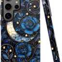 Case for Samsung Galaxy S23 Ultra,Stained Glass Moon Mosaic Dark Academia Phone Case Military-Grade Drop Protection Cover for Women Girl - Glossy