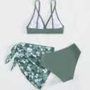 SHENHE Girl's 3 Piece Cute Ditsy Floral Print Triangle Bikini Swimsuit with Beach Cover Up