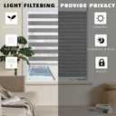 Cordless Zebra Blinds for Indoor Windows Free-Stop Zebra Shades Dual Layer Light Filtering Sheer Shades Roller Window Blinds for Home (26" W X 72" H, Grey)