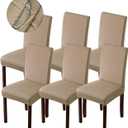 Genina Waterproof Chair Covers for Dining Room and Kitchen - Parsons Chair Covers (Khaki, 6 PCS)