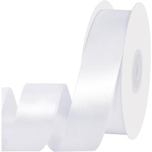 White Ribbon 1 inch 30 Yards Double Faced White Satin Ribbon for DIY Crafts Hair Bow Making Gift Wrapping Wedding Invitation Bridal Shower Party Favors Event Christmas Decorations