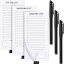 3 Pcs 150 Sheets Grocery List Magnetic Notepads for Fridge and 3 Pens Set 3. 5 x 7. 5 Inch 3 Design to Do List Magnet Pad for Refrigerator Shopping Fun Memo Notepad with Pen Holder for Grocery Task