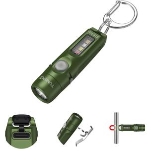 TUNENGE S15Pro Rechargeable Keychain Flashlight,750 High Lumen EDC Pocket Flashlight with Clip,Multifunction Mini COB Light and 365nmUV- 11 Lighting Modes, Tail Magnet, Flash Light(Army Green)
