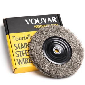 6 Inch Stainless Steel Wire Wheel for Bench Grinder with 1/2-Inch and 5/8-Inch Arbor, .012" Stainless Steel Wire