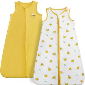 DaysU Baby Sleep Sack 6-12 Months, 100% Cotton, Unisex Wearable Blanket 2-Way Zipper TOG 0.5, Breathable Lightweight Sleeping Bag 2 Pack, Bee, Medium DaysU Baby Sleep Sack 6-12 Months, 100% Cotton, Unisex Wearable Blanket 2-Way Zipper TOG 0.5, Breathable Lightweight Sleeping Bag 2 Pack, Bee, Medium