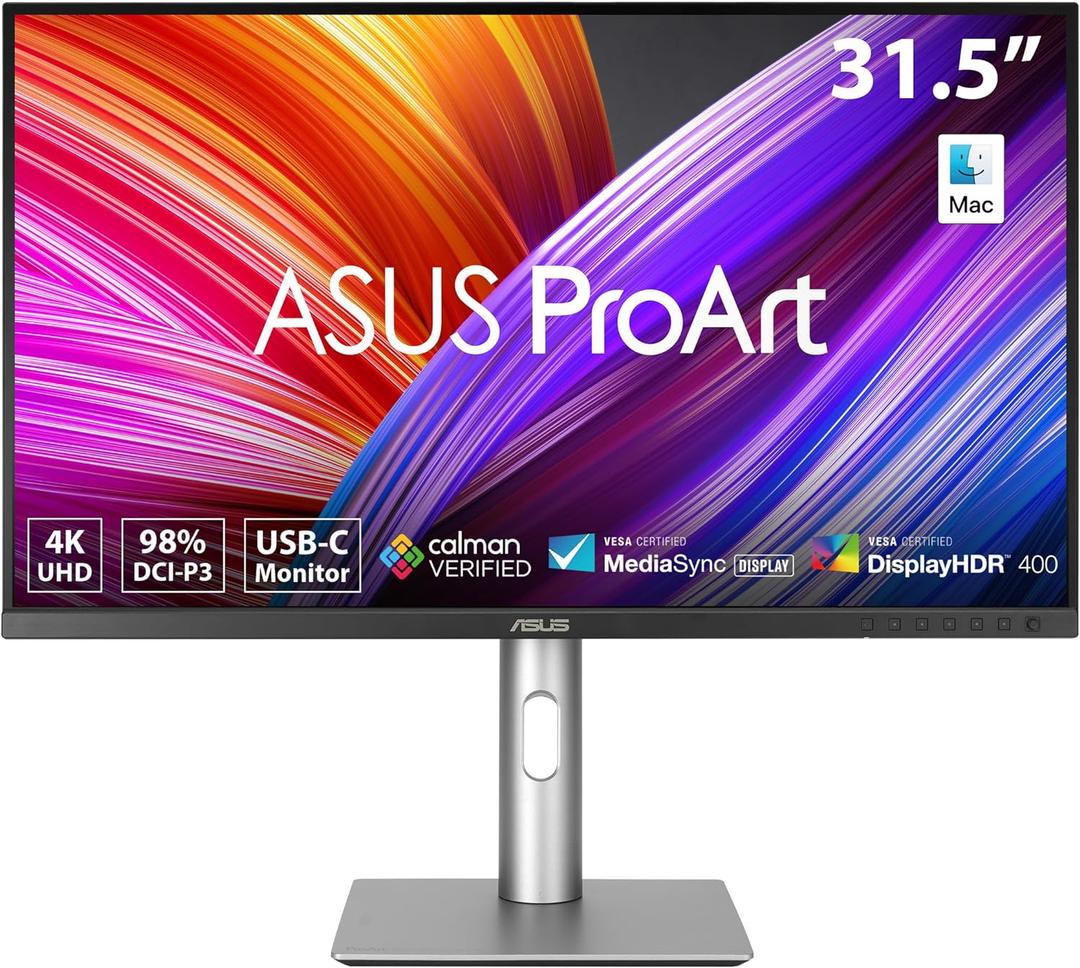 ASUS ProArt Display 32 (31.5" viewable) Professional Monitor (PA329CRV) - IPS, 4K UHD (3840 x 2160), 98% DCI-P3, Color Accuracy E < 2, Calman Verified, USB-C PD 96W, Daisy-Chain, VESA DisplayHDR400