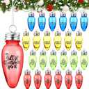 24 Pcs Christmas Fillable Ornaments 3.4 x 1.4 Inch Christmas Clear Plastic Bulb Shape Hanging Ornaments Colorful Empty Lightbulbs Hanging Tree Decoration for Drink Candy DIY Craft Xmas Party Decor