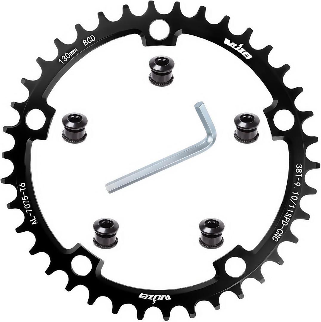 110/130 BCD Chainring 36/38/40/42/44/46/48/50/52/54/56/58/60T Round Narrow Wide Bicycle Chainring with 5 Screws for Road Bike Folding Bicycle