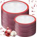 U-QE 200PCS Red Plastic Plates - Christmas Plastic Plates Disposable Heavy Duty - Fancy Disposable Plate Include 100 10" Dinner and 100 7" Dessert Platos for Party, Christmas & Wedding