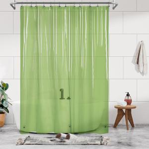 Jouzevic Extra Long Shower Curtain Liner with 3 Magnets - 72" x 84" XL, Waterproof PEVA Lightweight Shower Liner for Bathroom, PVC Free, Metal Grommets - Clear Green, 72x84