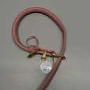 BronzeDog Rolled Leather Dog Collar with QR ID Tag, Adjustable Soft Round Collars for Small Medium Large Dogs Puppy (11" - 14 1/2" Neck Size, Blush)