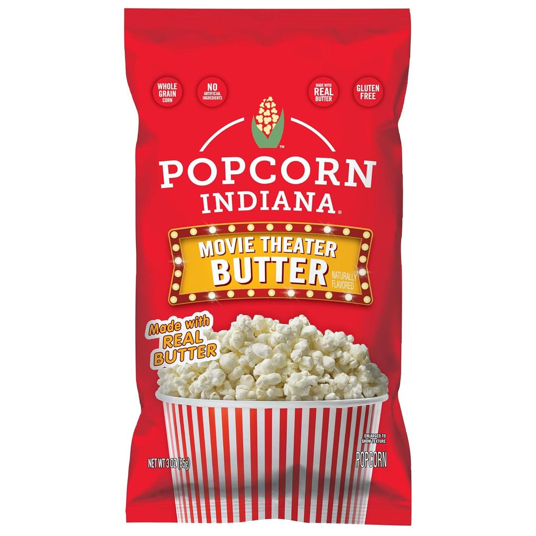 Popcorn Indiana Movie Theater Butter One 3oz bag (3 Ounce (Pack of 6)), Best By: 03/12/2026