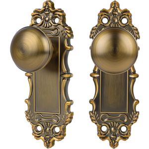 Brass Dummy Door Knobs Interior 2 Pack Doorknob Antique Door Handle Gold Vintage Door Pulls for Pantry Door Hallway
