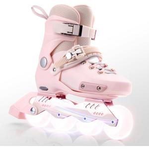 SWAY Adjustable Inline Skates for Kids, Teens and Adults, All Wheels Light Up High Performance Roller Skates for Boys and Girls Ideal for Roller Skate (Medium-Big kid1-4 US, Pink)