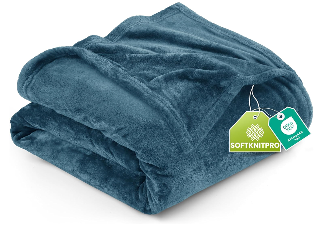 Utopia Bedding Fleece Blanket Queen Size Stone Blue 300GSM Luxury Fuzzy Soft Anti-Static Microfiber Bed Blanket (90x90 Inch)