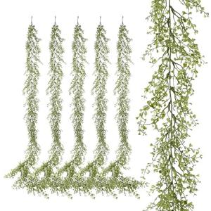 PENGYEE 6 Pack 5.57ft Artificial Greenery Garland, Leaf Garland for Room Decor, Garlands for Decoration, Fake Vines Hanging Plants for Home Bedroom Garden Wall Wedding Decor 039