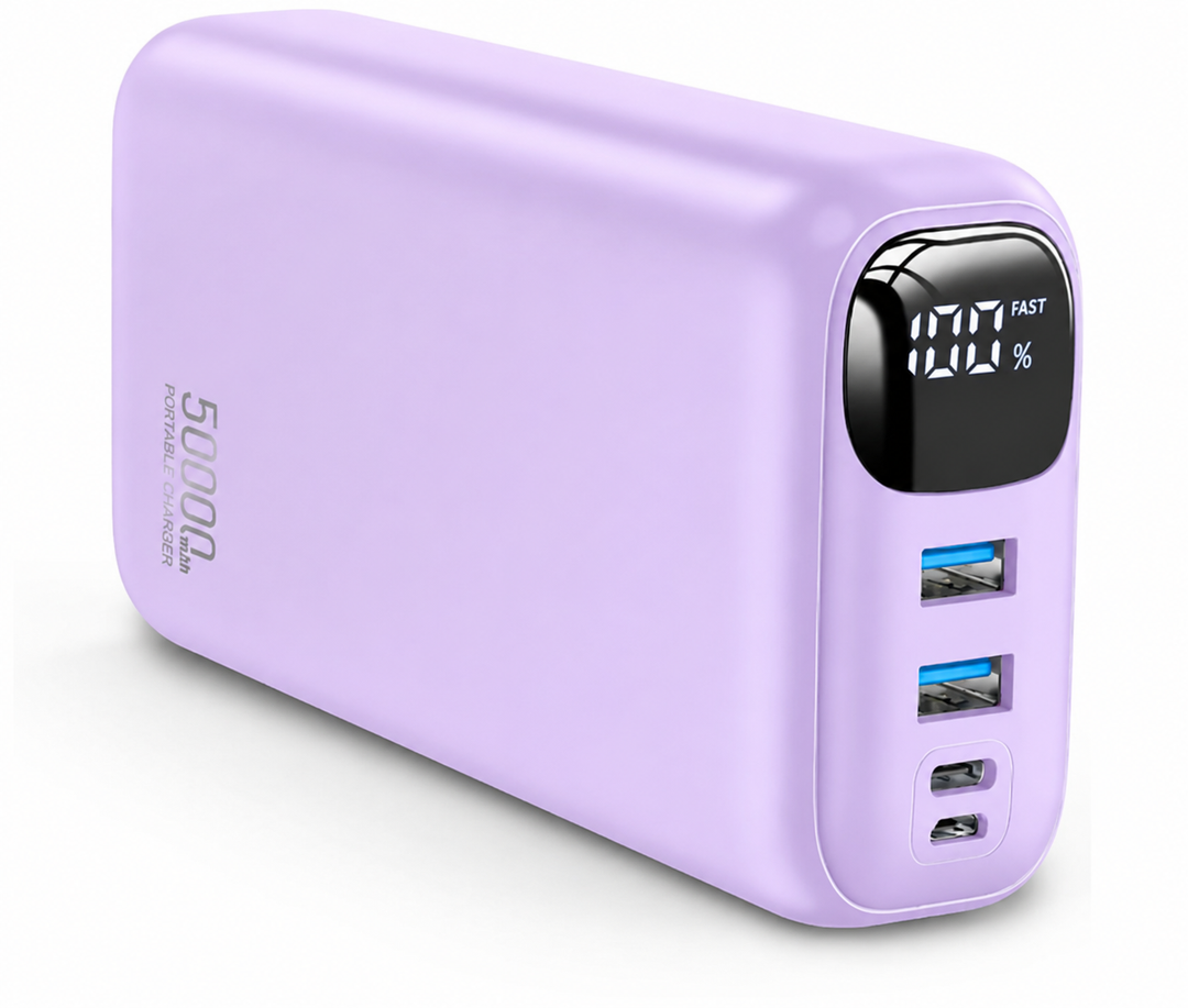 OHOVIV Power Bank 50000mAh Portable Charger, 22.5W Fast Charging Battery Pack, USB C, LED Display，Cell Phone Battery Bank for Cell Phone,Android-Purple