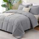 CozyLux Full Size Comforter Sets - Grey Comforter Full Size, 3 Pieces Box Stitched Bed Set for All Seasons, Soft Lightweight Bedding Sets with 1 Down Alternative Comforter and 2 Pillow Shams