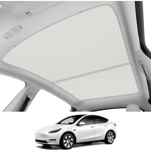 Roof Sunshades for Tesla Model Y 2021-2025, Upgraded [Cooling Tech, Heat Insulation] Non-Sag Sunroof Shade for Tesla Model Y Accessories (Not fit 2025-2026 Juniper)