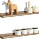 Freezing point Floating Shelf for Wall Set of 2 Natural Wood 23Inch Wall Shelves Decor Plant Display Collectibles Mounted Kitchen Bathroom Bedroom Corner Decorative Storage Stand Brown